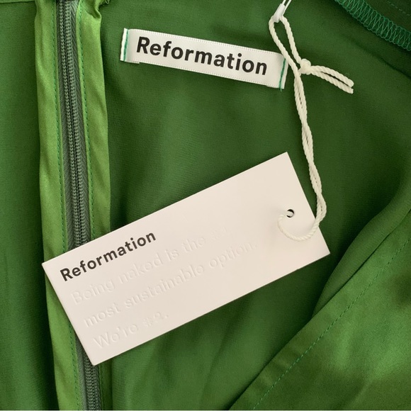 NWT Reformation Hedi Silk Dress in Palm Green - Picture 8 of 12